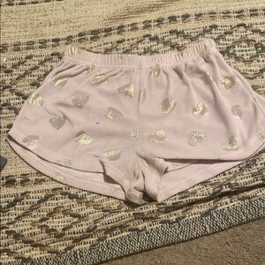 No Boundaries Light Pink Pajama Shorts with Gold Hearts